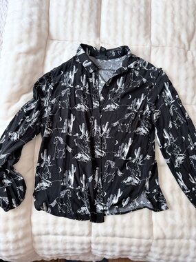 Wrangler Black Western Print Button-Down Shirt